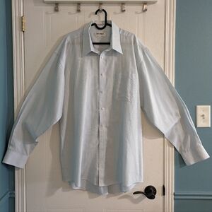 Balmain men's XLT blue striped dress shirt